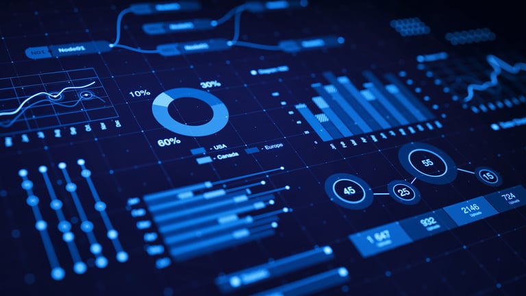 Financial Business data graph chart statistic, AI cost reduction concept